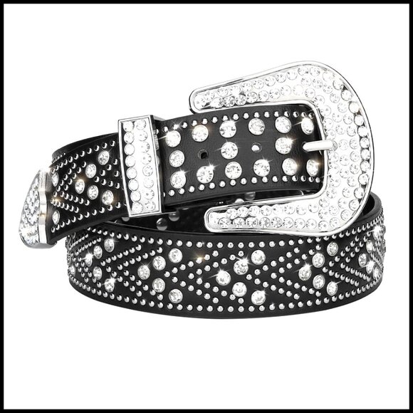 Rhinestone Studded Western Belt Y2K Cowgirl Faux Leather Bling Accessory main image 4